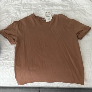 Zara Brown Short Sleeve T-Shirt 100% cotton